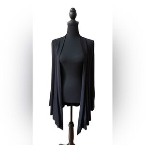Alfani: Elegant Black Draped Open Front Cardigan